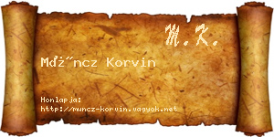 Müncz Korvin névjegykártya